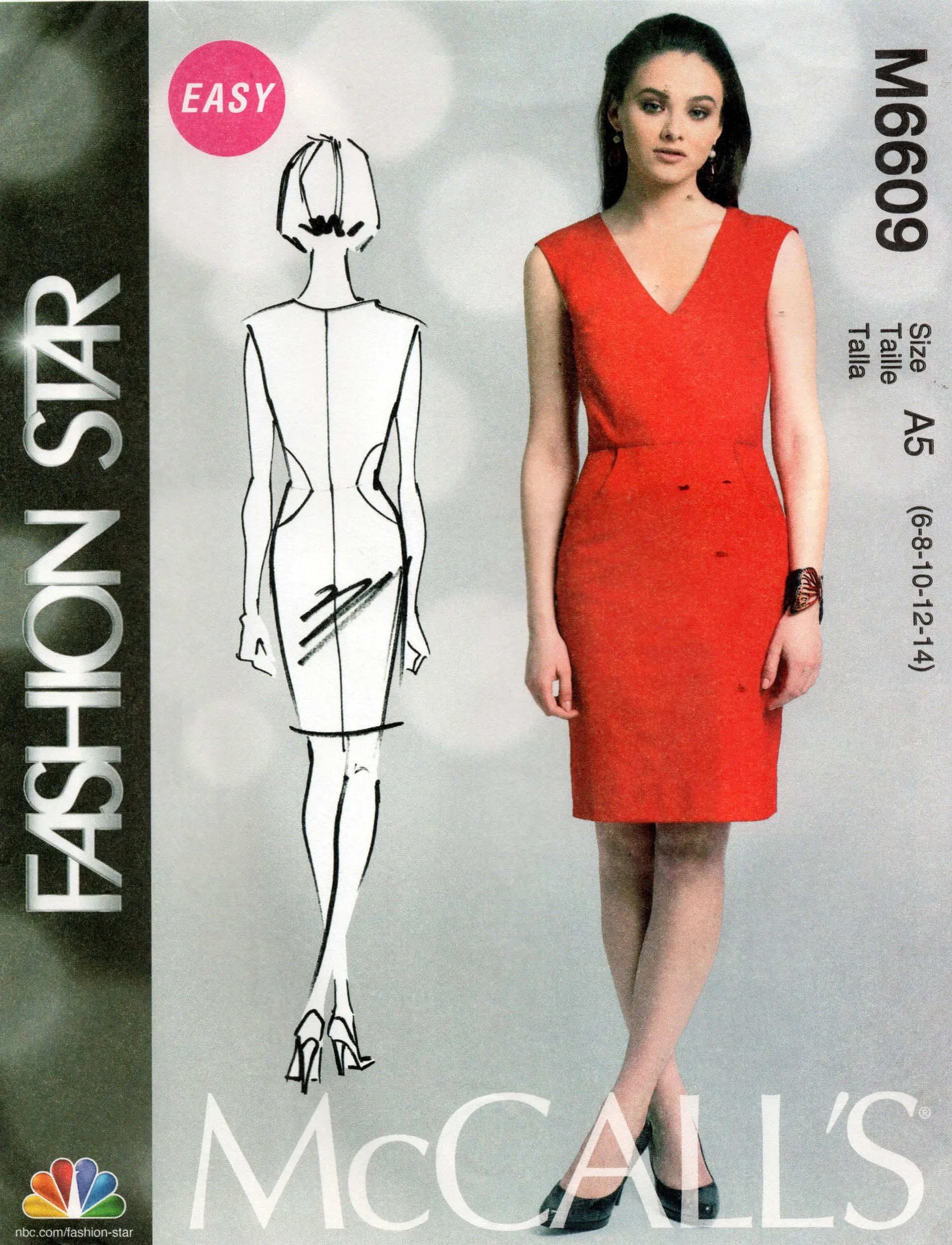 McCall's M6609 FASHION STAR Womens Fitted Dress Out Of Print Sewing Pattern Sizes 6 - 14 UNCUT Factory Folded