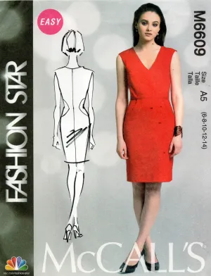 McCall's M6609 FASHION STAR Womens Fitted Dress Out Of Print Sewing Pattern Sizes 6 - 14 UNCUT Factory Folded