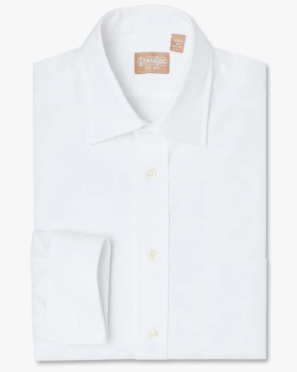 Medium Spread Pinpoint French Cuff White - Tailored