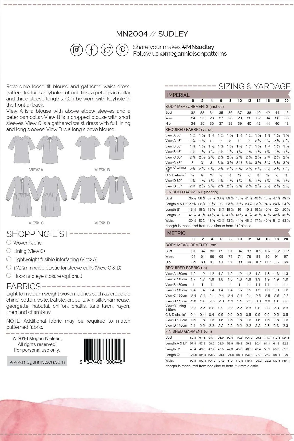 Megan Nielsen - Sudley Top & Dress