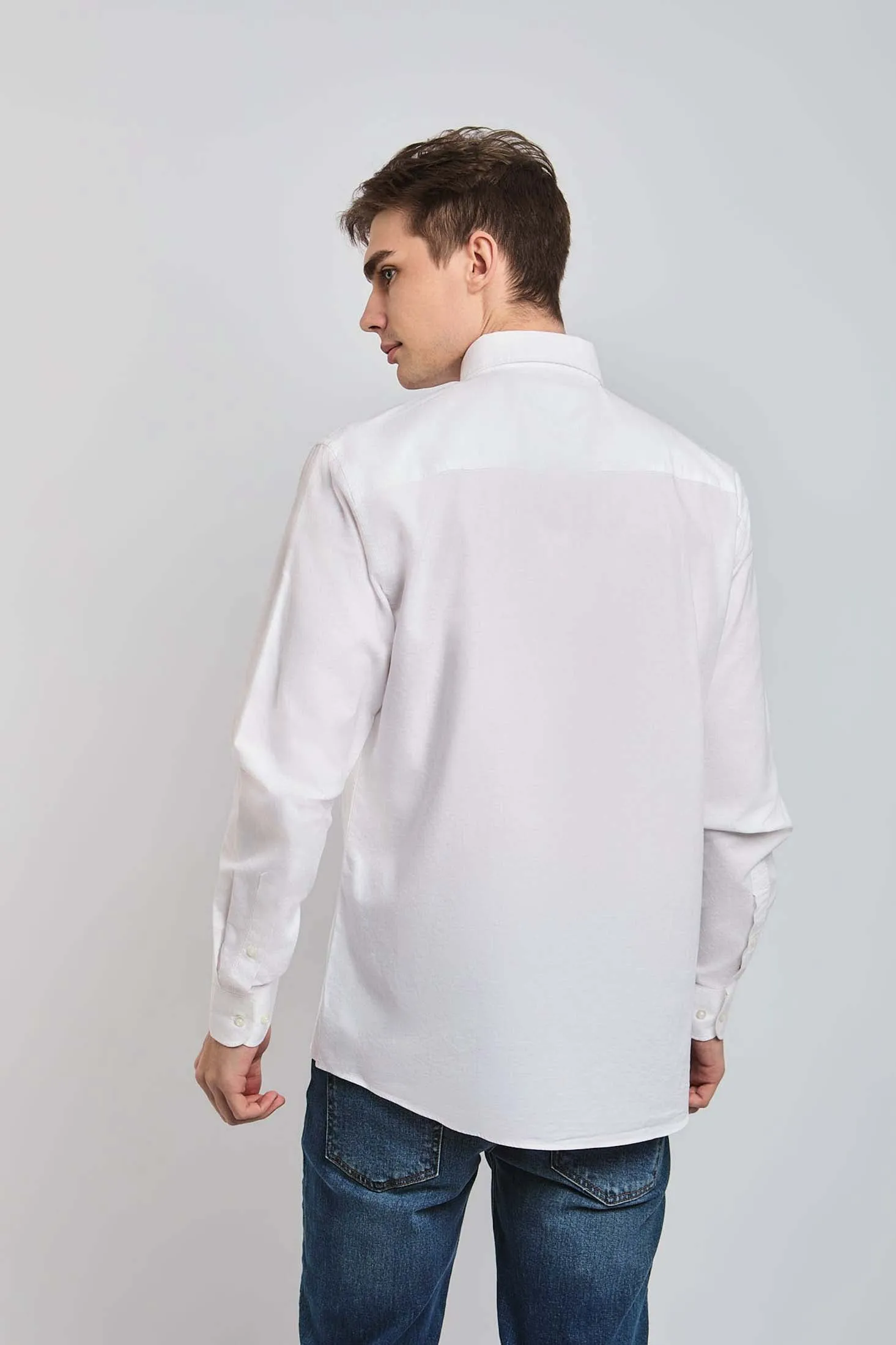 Men Shirt Regular Fit Oxford Cotton White