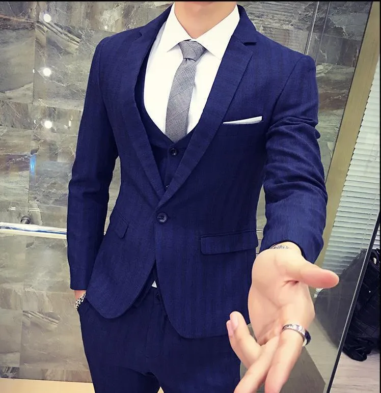 Men's 3 Piece Suit In 2 Colors Up To Size 2XL
