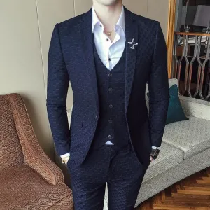 Men's 3 Piece Vintage Plaid Suit Up To XXL
