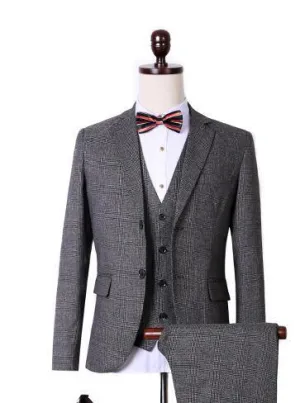 Men's Fashion Grey 3 Piece Suit Up To 3XL