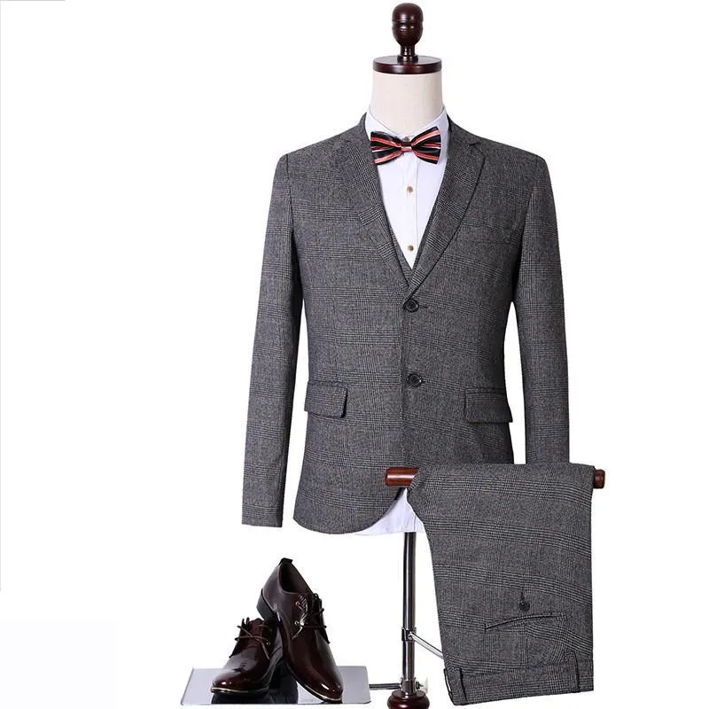 Men's Fashion Grey 3 Piece Suit Up To 3XL