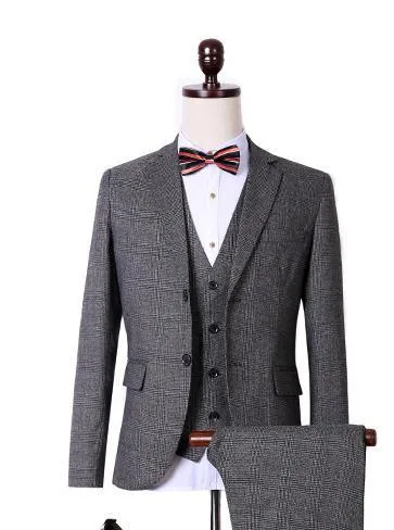 Men's Fashion Grey 3 Piece Suit Up To 3XL