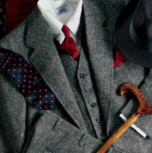 Men's Grey Winter Tweed 3 Piece Suit Up To 6XL(Jacket, Pants,Vest)