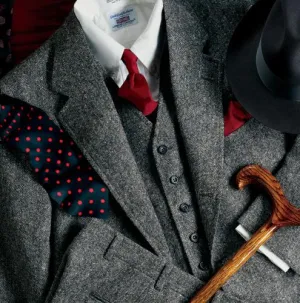 Men's Grey Winter Tweed 3 Piece Suit Up To 6XL(Jacket, Pants,Vest)