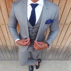 Men's Light Grey 3 Piece Suit Up To 6XL(Jacket, Pants,Vest)