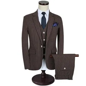 Men's Three Piece Stripe Suit Up To Size 5XL