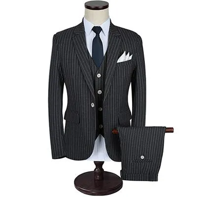 Men's Three Piece Stripe Suit Up To Size 5XL