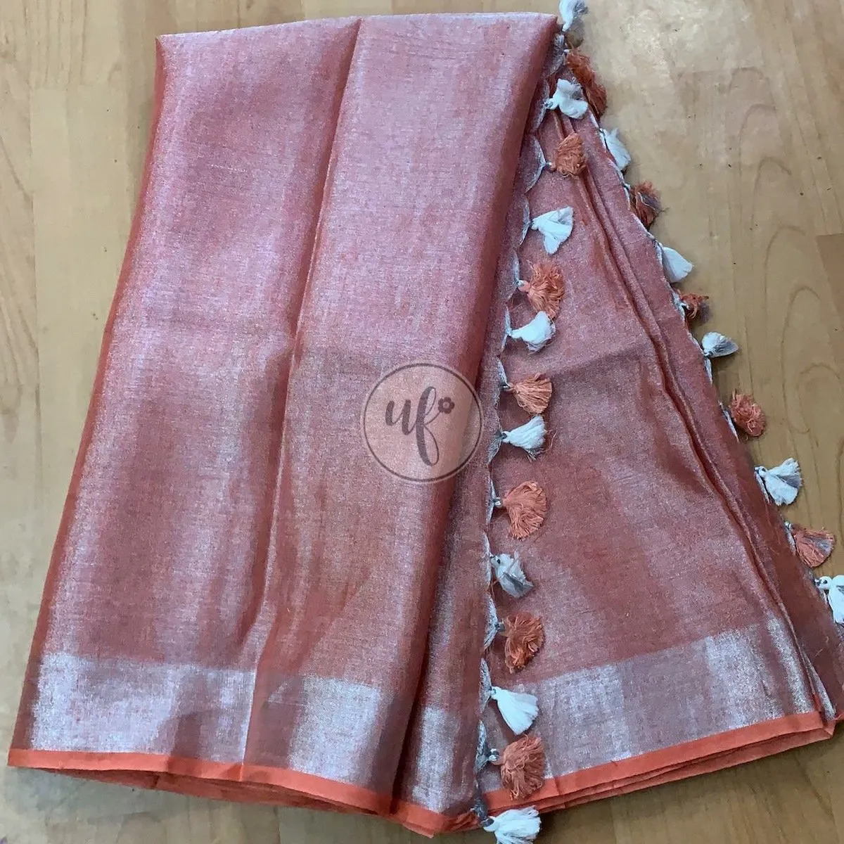 Metallic Brown Tissue Linen Saree