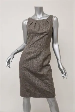 Michael Kors Dress Brown Virgin Wool Tweed Size 6 Sleeveless Sheath NEW