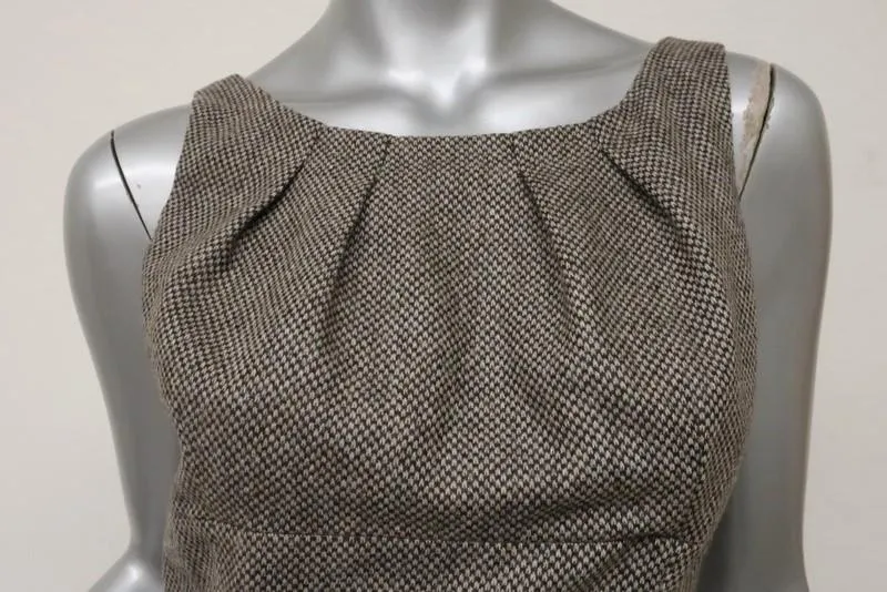 Michael Kors Dress Brown Virgin Wool Tweed Size 6 Sleeveless Sheath NEW