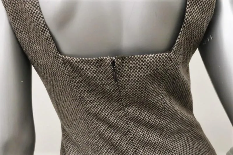 Michael Kors Dress Brown Virgin Wool Tweed Size 6 Sleeveless Sheath NEW