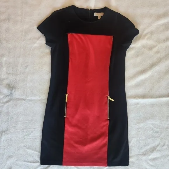 Michael Kors red and black Color Block Sheath Dress size 8