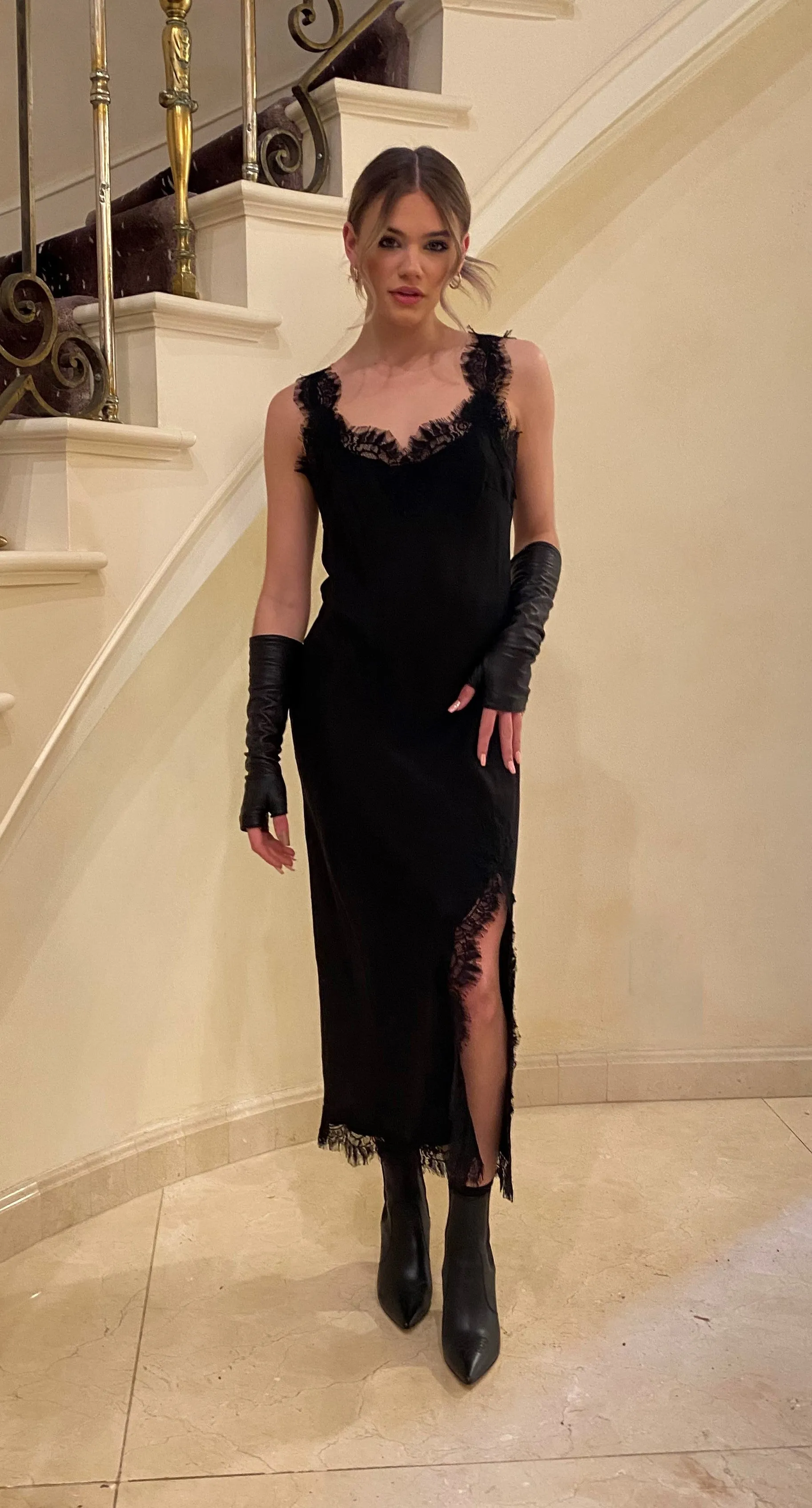 Miley Long Coco Bias Dress Dark Grey