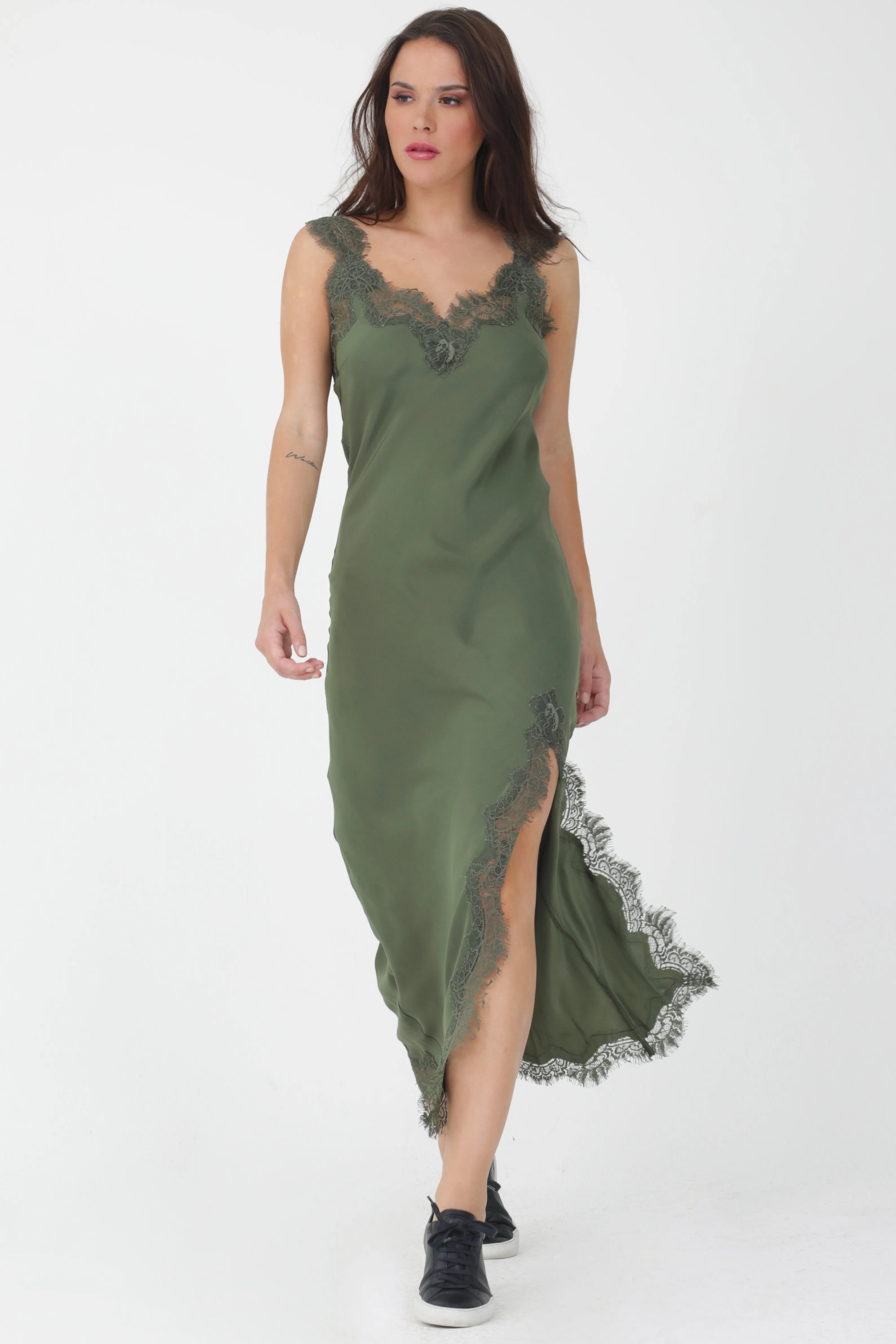 Miley Long Coco Bias Dress Dark Grey