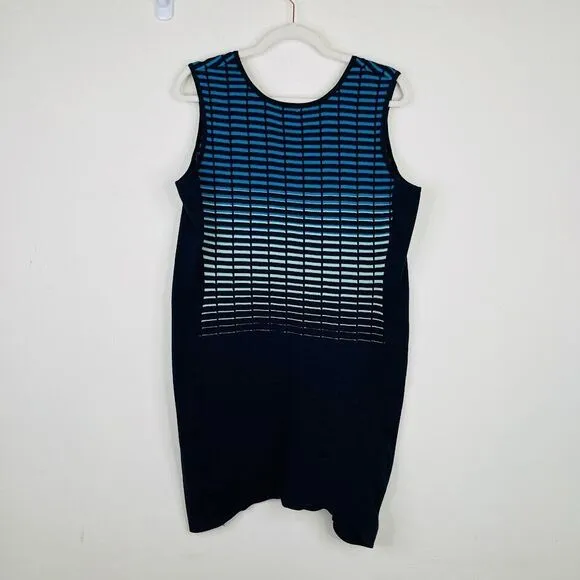 Ming Wang Womens XL Petite Mini Sheath Tank Dress Geometric Work Career Stretch