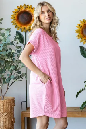 Modern Ribbed Pocket T-Dress