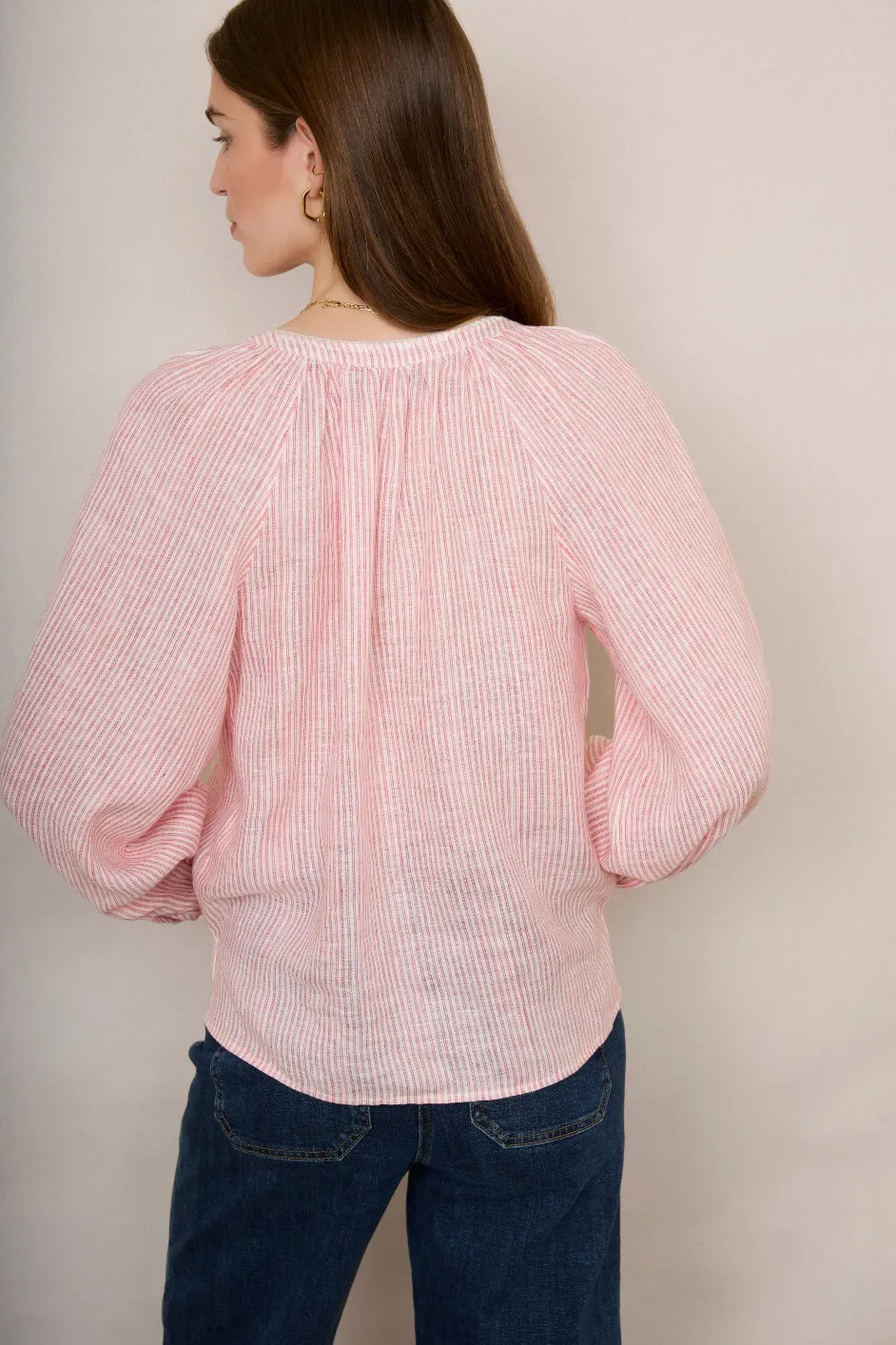 Monica Linen Shirt - Pink Stripe