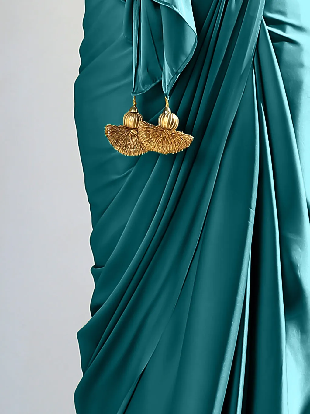 Mystic Blue Satin Saree