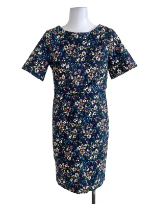 Navy Blue Floral Sheath Dress