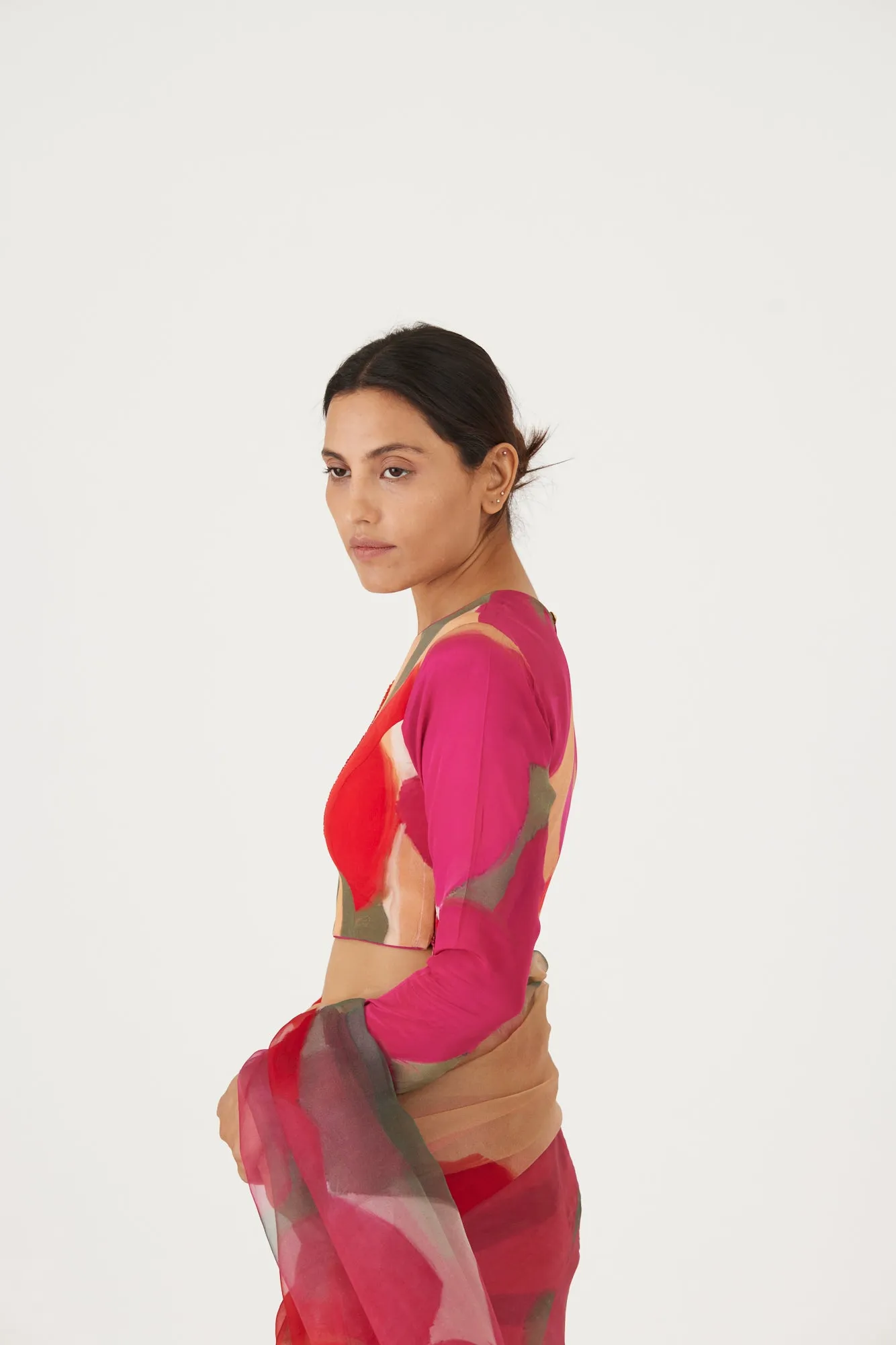 New Season Fall 24/Summer 25-Blouse-Crepe-Embroidered -Lei Lani Red-YAMLS58-Fashion Edit Yam