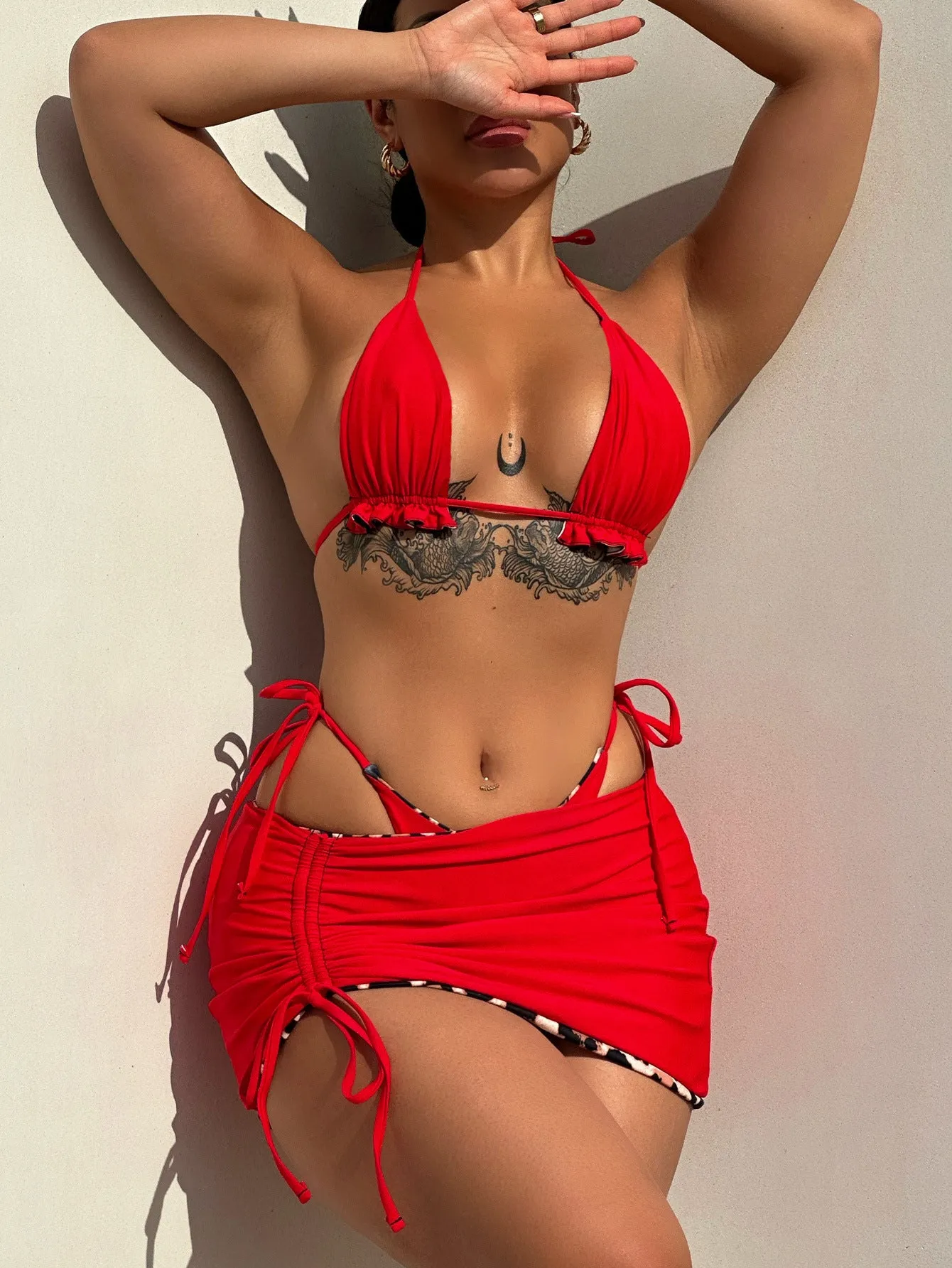 New Three-Piece Set Swimsuit Sexy Bikini European and American Swimsuit Women's Swimwear Double-Sided Wearbikini6594