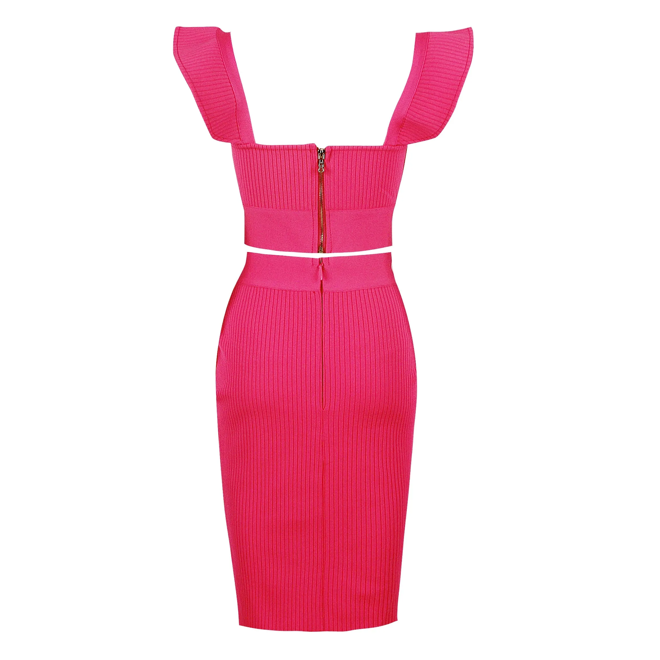 New Women's Skirt Suit Sexy Hot Pink / Red / Bandage Two Piece Set Bodycon Skirt and Top