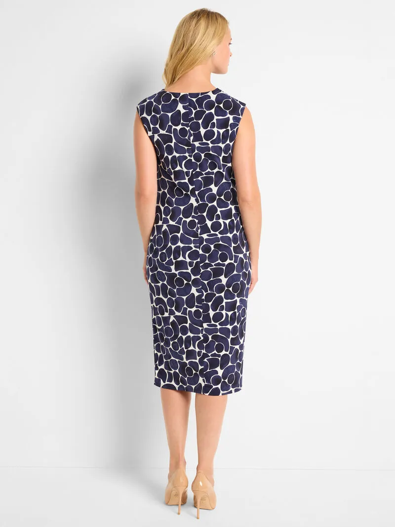 NIC ZOE Geo Pebble Side Ruche Knit Dress