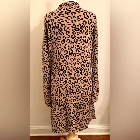 Nicole Miller Tan Black Animal Print Mock Turtleneck Dolman Sleeve Knit Dress XL