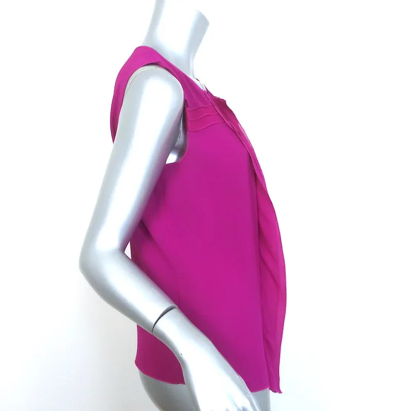 Nina Ricci Ruffle Blouse Magenta Silk Size 38 Sleeveless Top