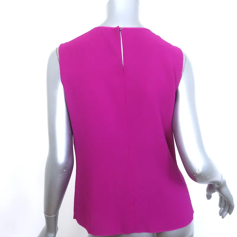 Nina Ricci Ruffle Blouse Magenta Silk Size 38 Sleeveless Top