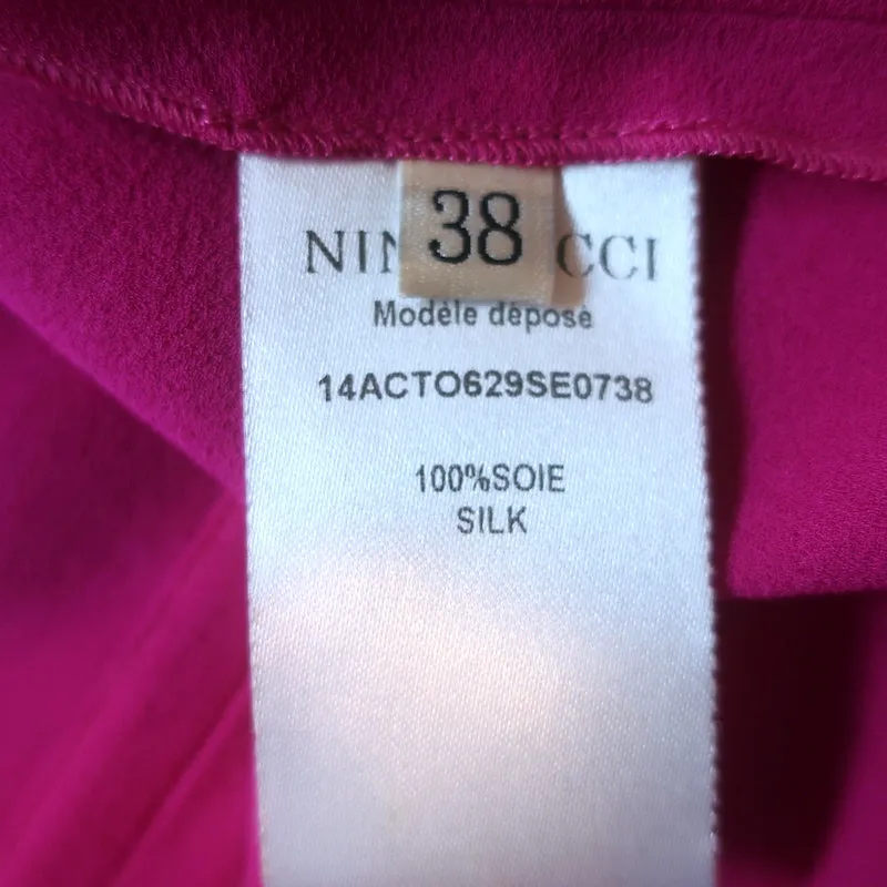Nina Ricci Ruffle Blouse Magenta Silk Size 38 Sleeveless Top