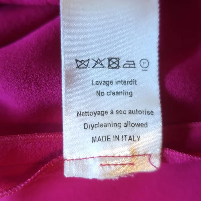Nina Ricci Ruffle Blouse Magenta Silk Size 38 Sleeveless Top
