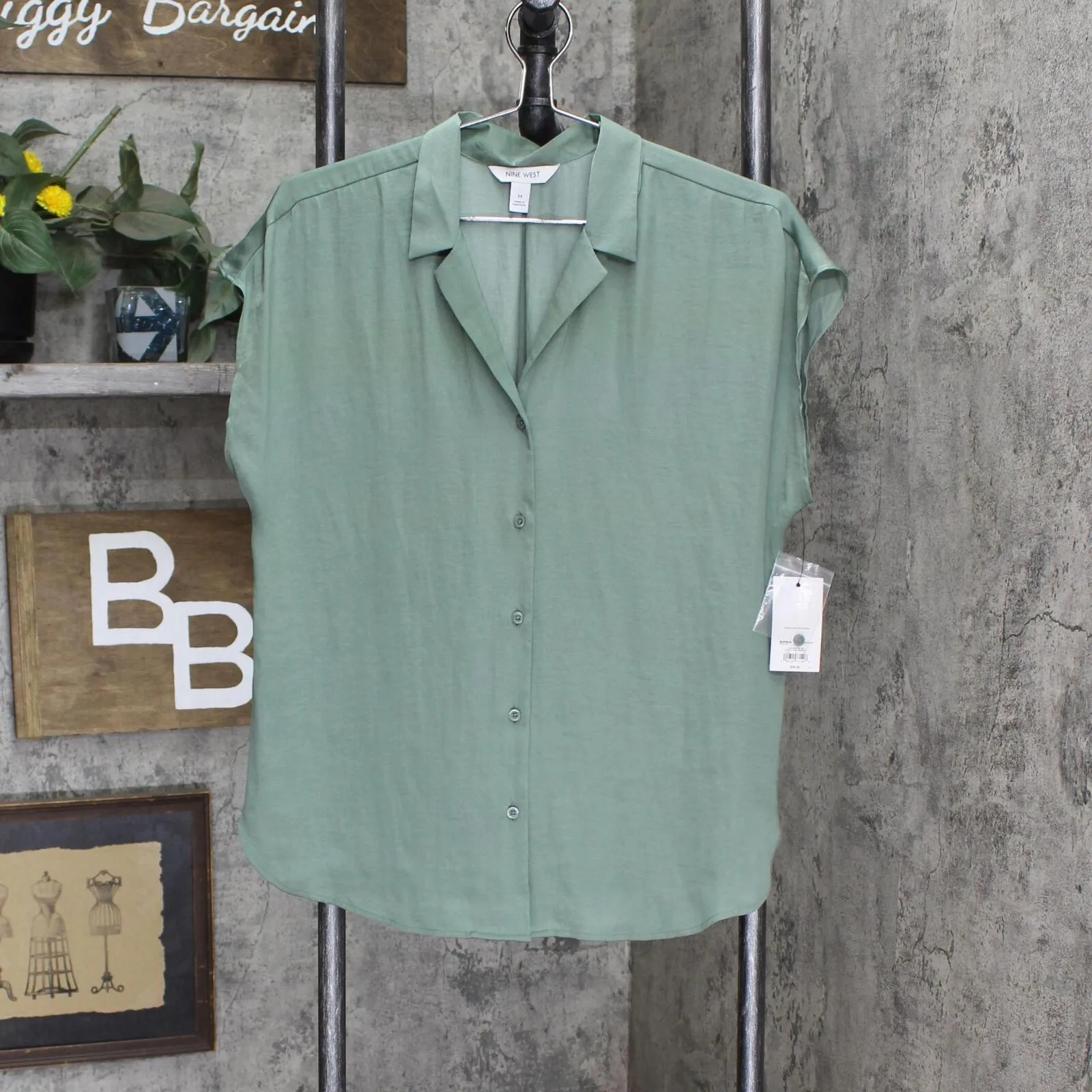 Nine West Womens Short Sleeve Easy Lapel Shirt WW23W207RS