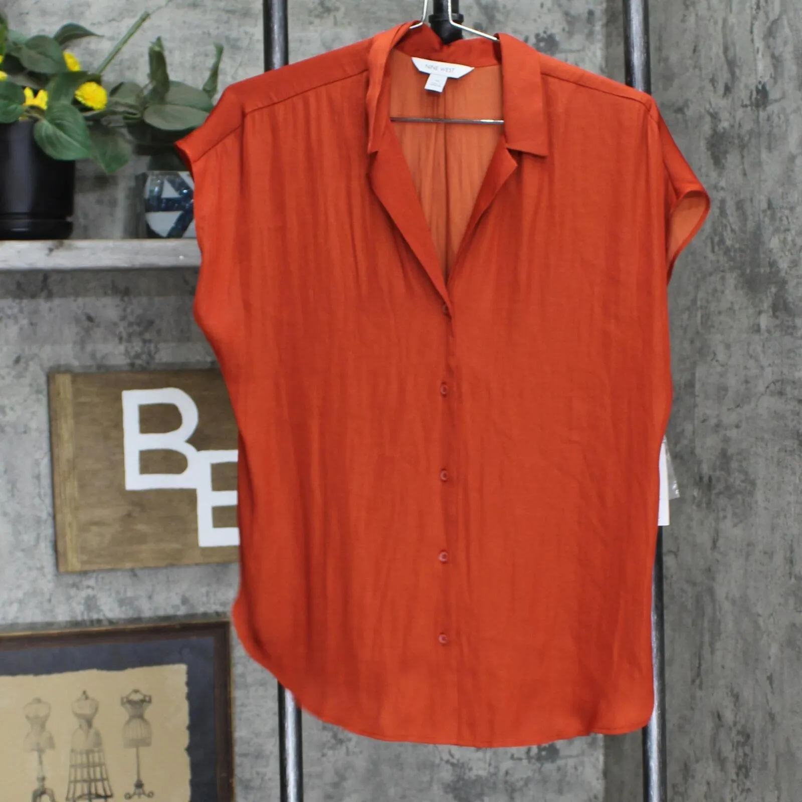 Nine West Womens Short Sleeve Easy Lapel Shirt WW23W207RS
