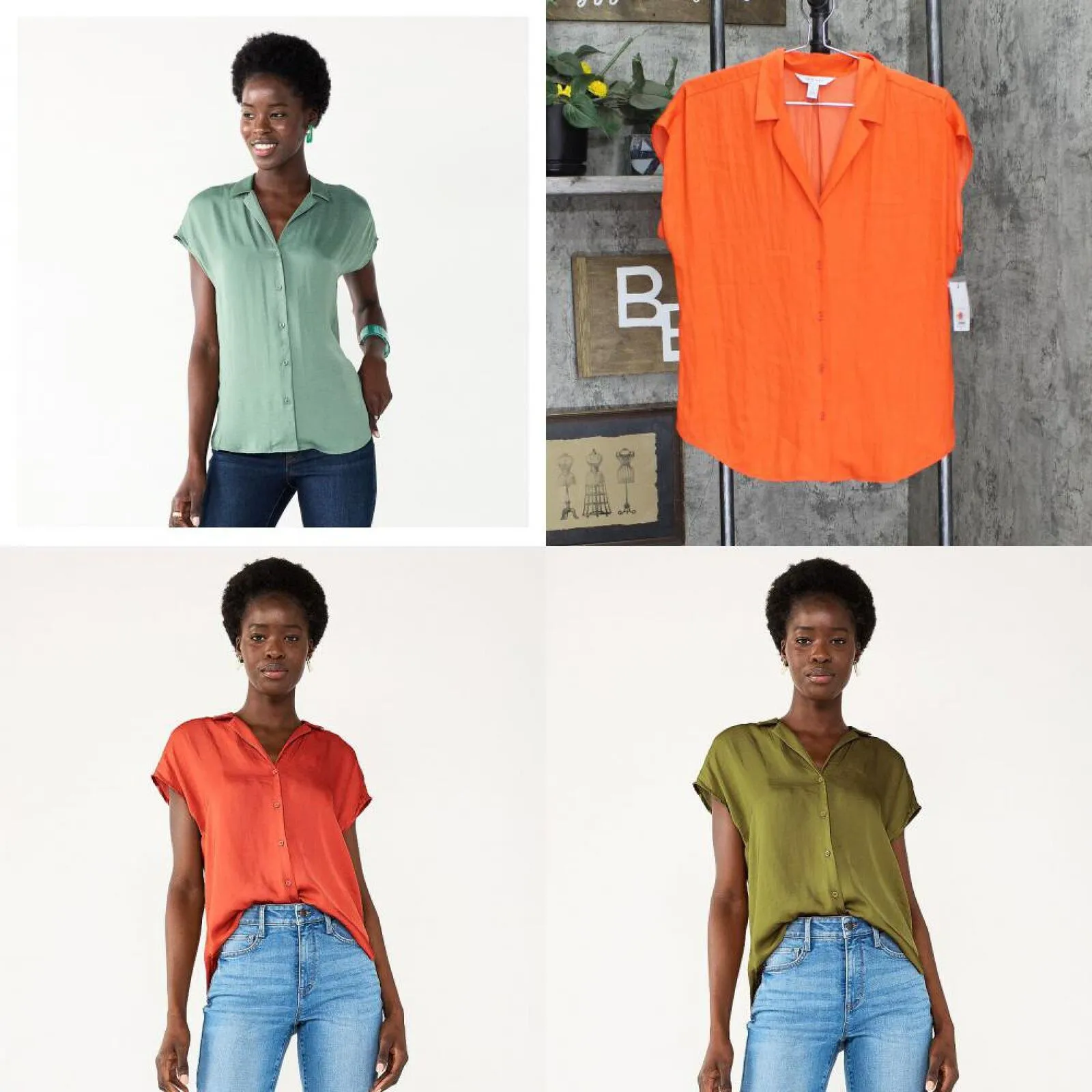 Nine West Womens Short Sleeve Easy Lapel Shirt WW23W207RS