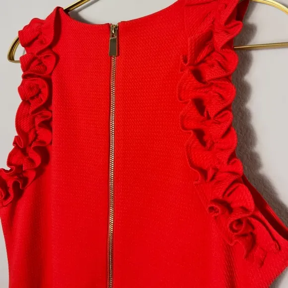 NWOT Vince Camuto Ruffle Shift Dress In Poppy Size 10