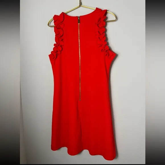 NWOT Vince Camuto Ruffle Shift Dress In Poppy Size 10