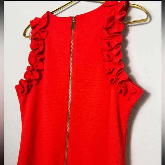 NWOT Vince Camuto Ruffle Shift Dress In Poppy Size 10