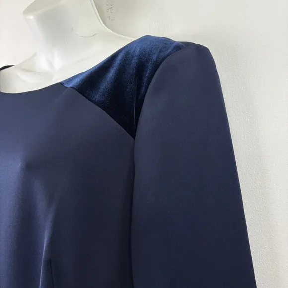 NWT $248 Vince Camuto Navy Velvet Sheath Dress Long Sleeve