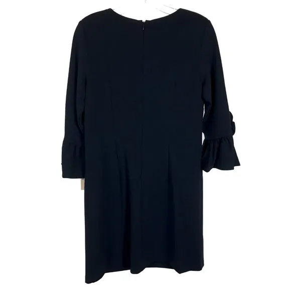 NWT Women Size 4 or 8 Nanette Lepore Navy Ruffle Accent Bell Sleeve Sheath Dress