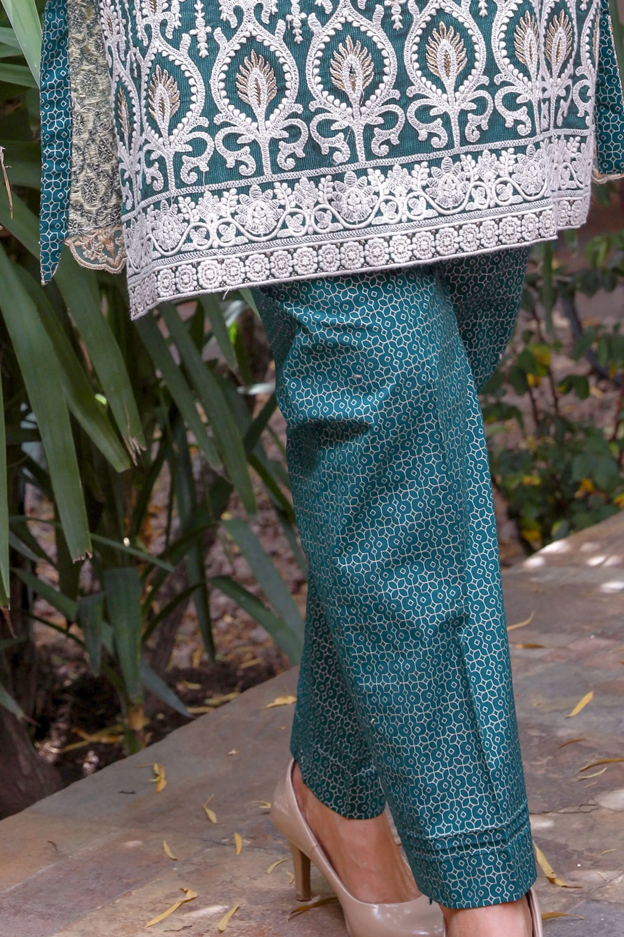 Ocean Blue Trellis Cotton Salwar Kameez Suit