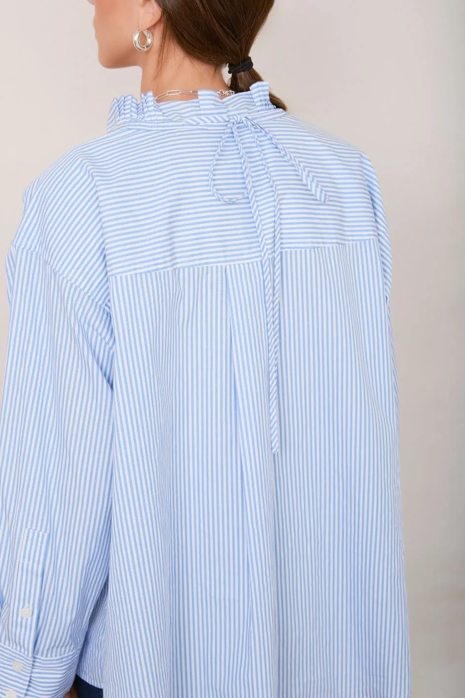 Odette Blouse - Blue/Ivory