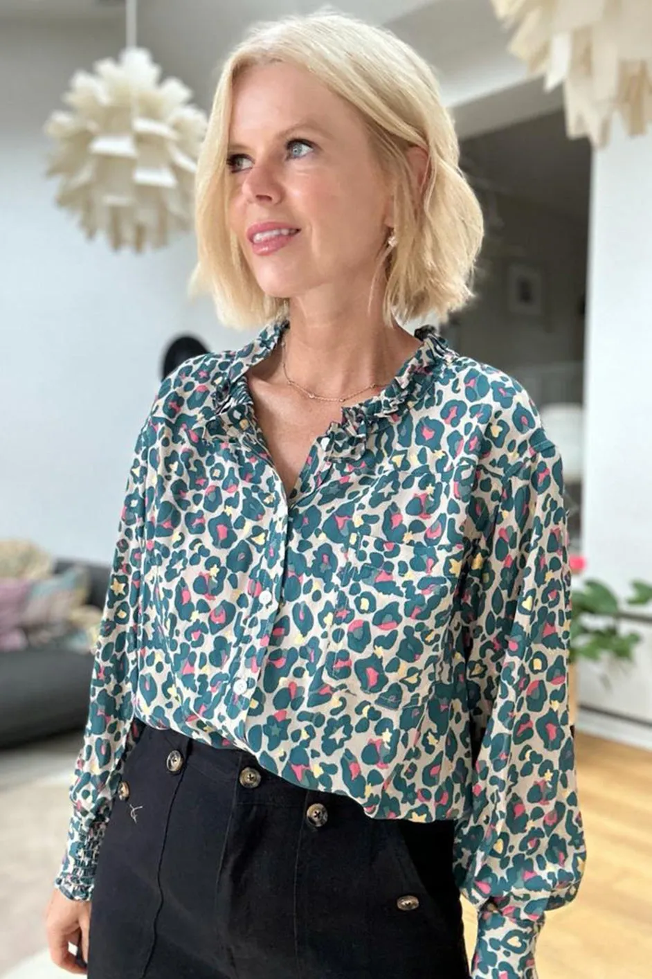 Odette Leopard Blouse - Multi