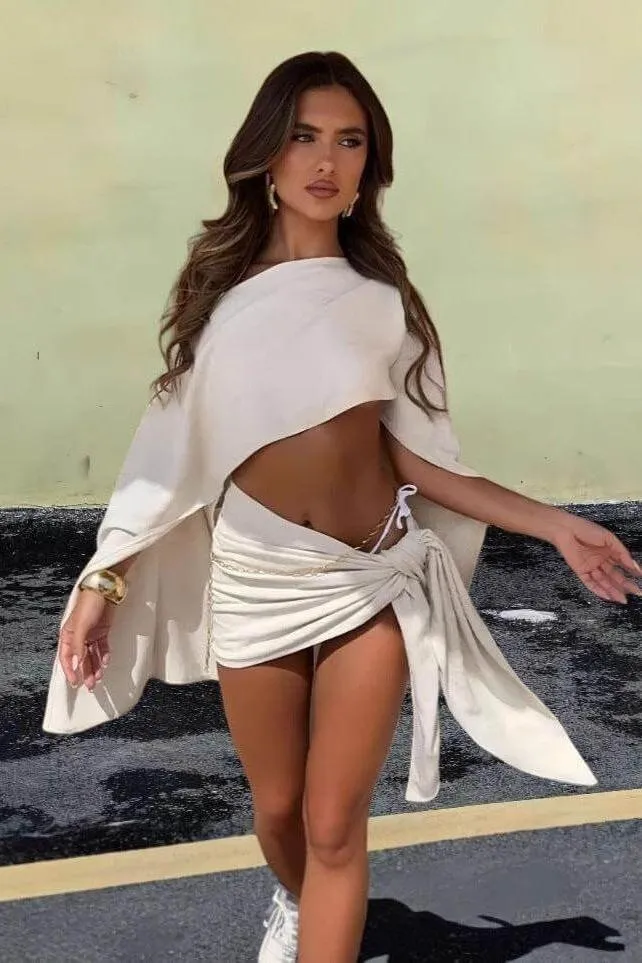 off-shoulder two-piece summer suit