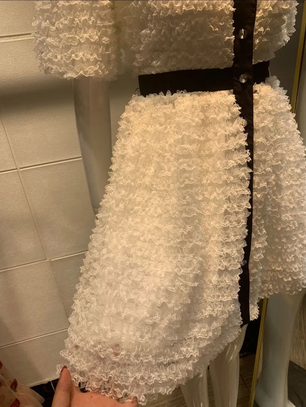Off Shoulder White Lace Bow Dress