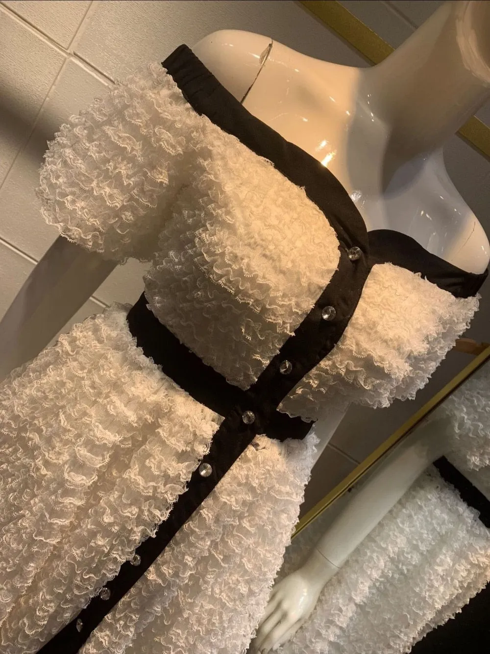 Off Shoulder White Lace Bow Dress
